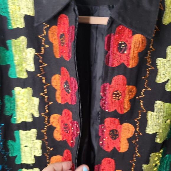 Anage Floral Embroidered Zip Up Jacket - Grandmacore - Picture 2 of 6